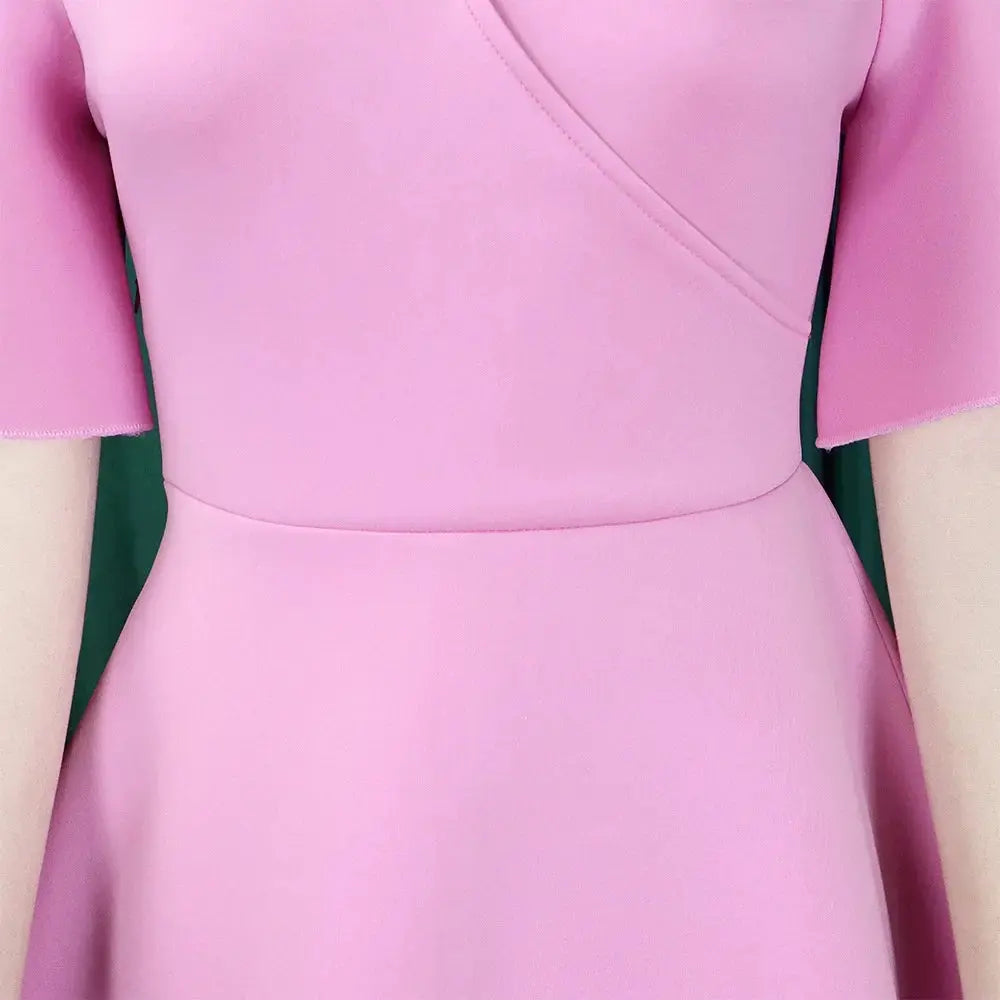 TrenLux Wear Women's Polyester High Waist Flare Sleeve Pleated A-Line Midi Dress The Glow Sanctuary