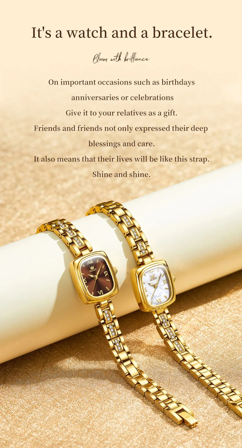 TrendLux OLEVS Women's Luxury Square Bracelet Luminous Waterproof Quartz Dress Watch