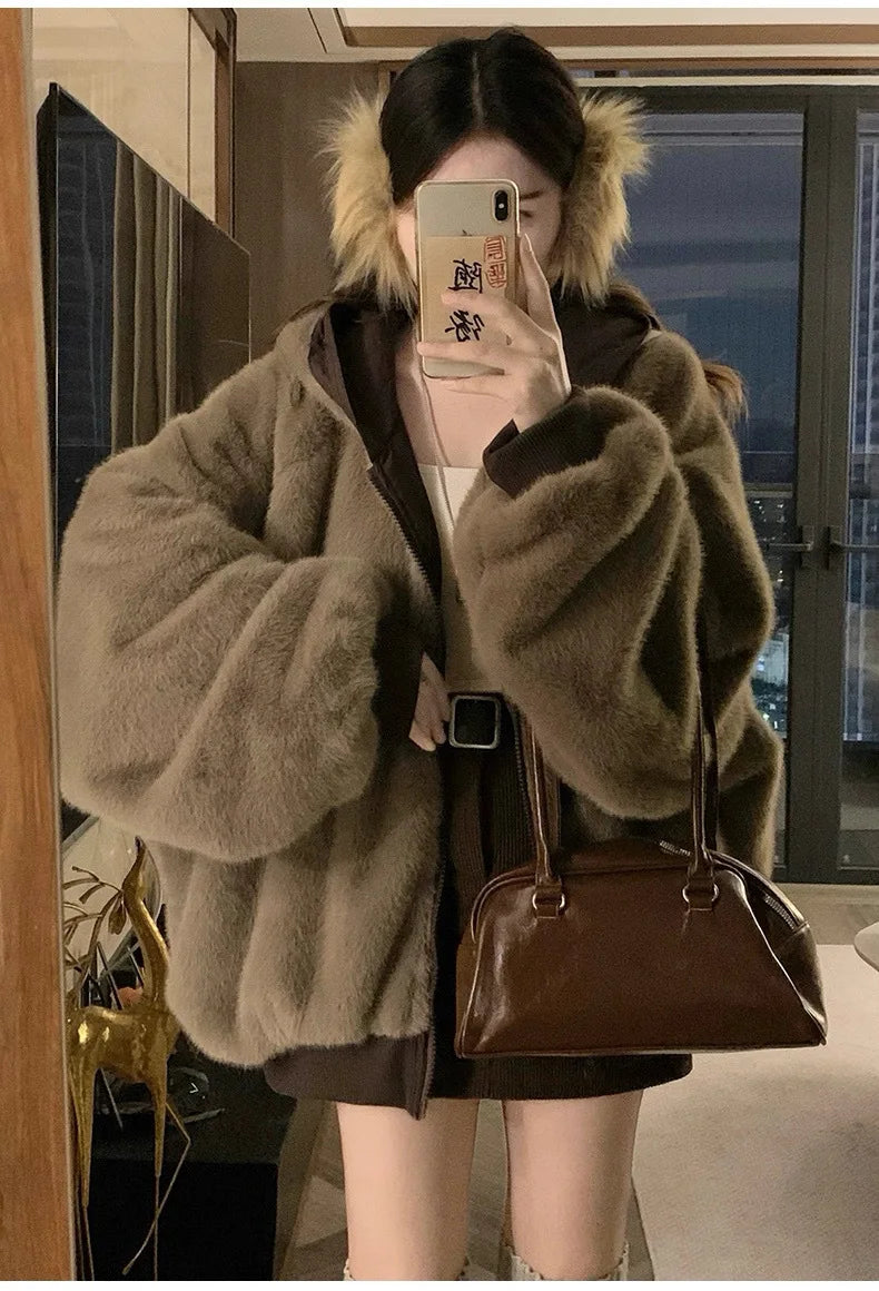 Winter Women Jacket Coats Parkas Female Double-sided Cotton Hooded Overcoat Thick Warm Jackets Windproof Casual Snow Outerwear