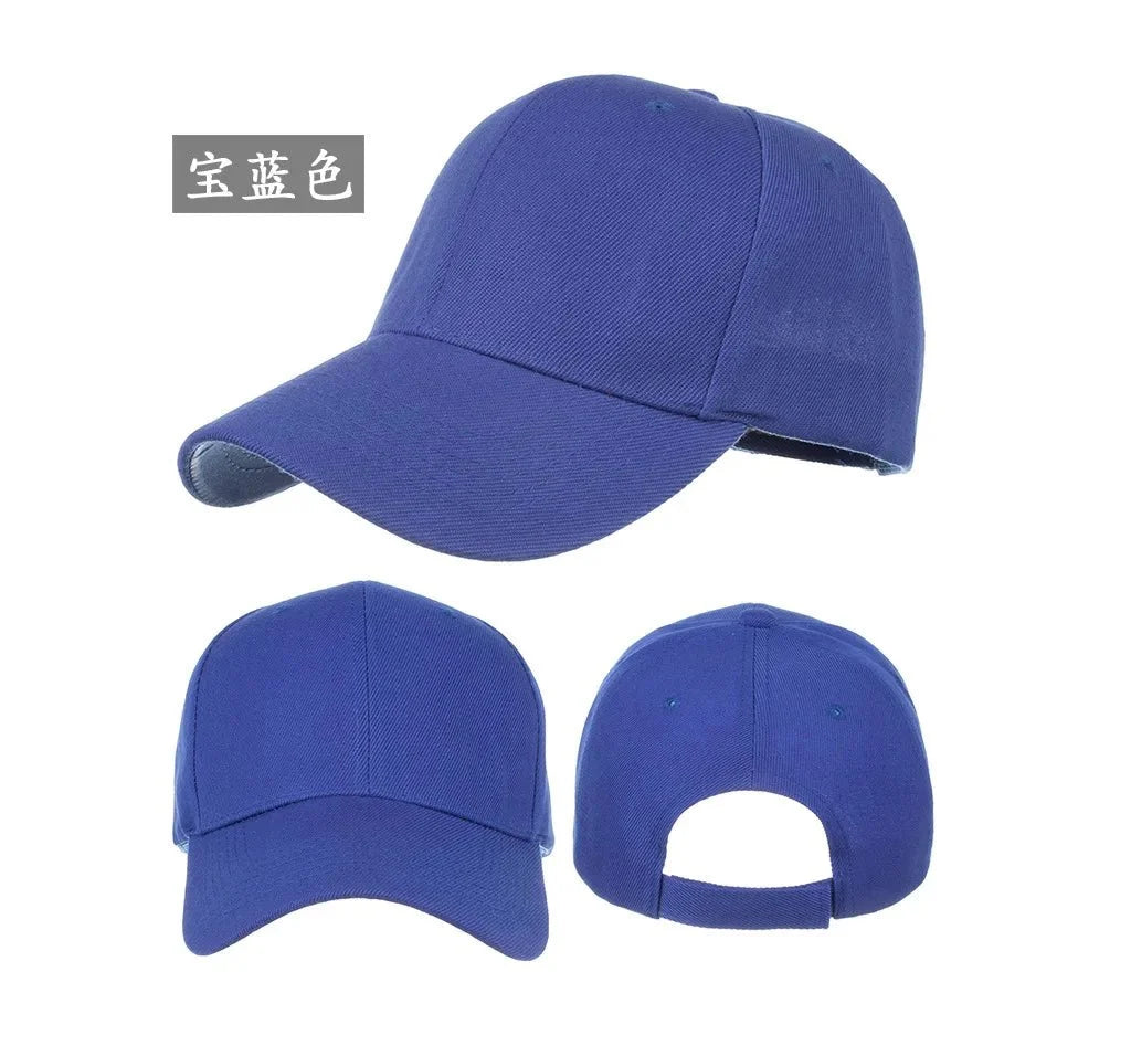 Unisex solid color baseball cap by TrendLux Wear, 5-panel structured hat in black with curved brim and adjustable strap.