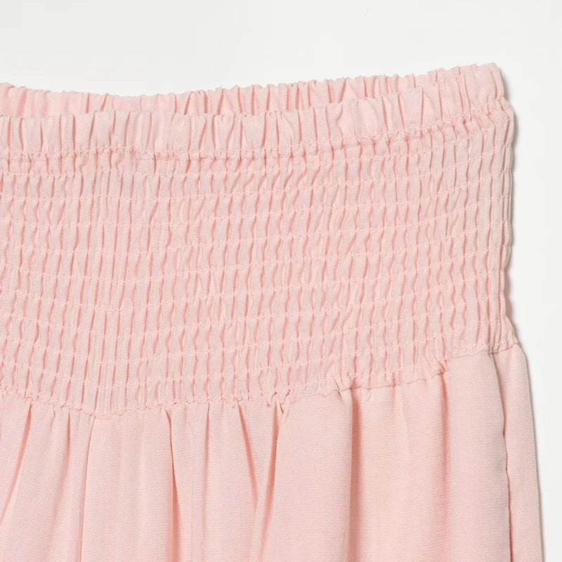 TrendLux Women's Pink High Waist Wide Leg Balloon Pants – Casual Summer Trousers