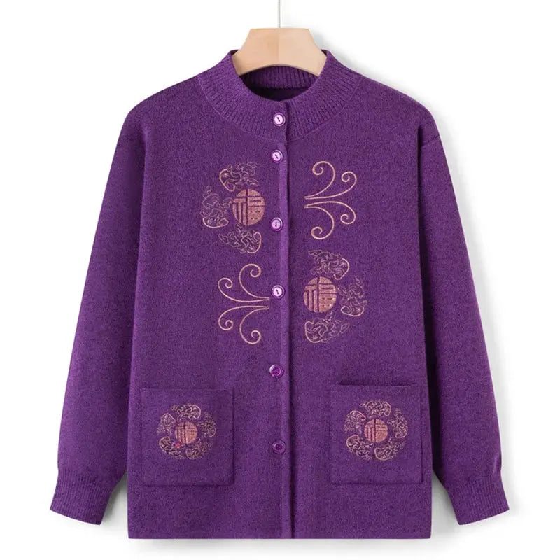 TrenLux Wear Women's Vintage Printed Knit Cardigan Coat — Wool Blend Outerwear, Sizes M–3XL TrenLux Wear