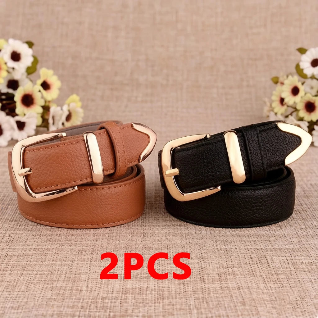 Women's Vintage Pin Buckle PU Leather Trouser Belt. TrenLux Wear