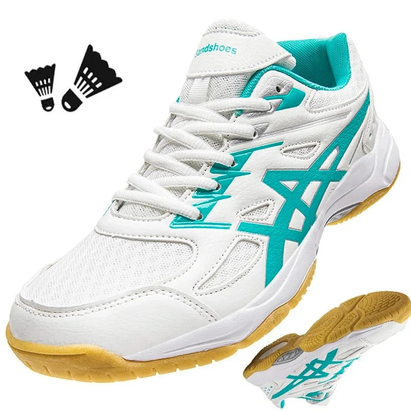 TrendLux Wear unisex anti-slip court sneakers for badminton and table tennis, featuring sporty design and durable athletic shoes.