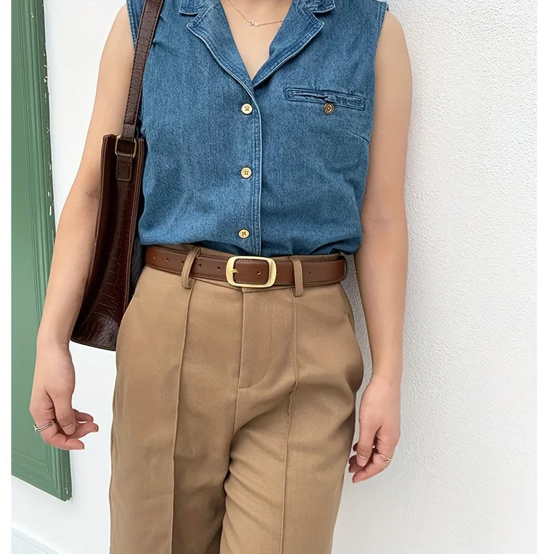 Women's PU Leather Belt — Alloy Metal Pin Buckle Fashion Strap for Jeans TrenLux Wear