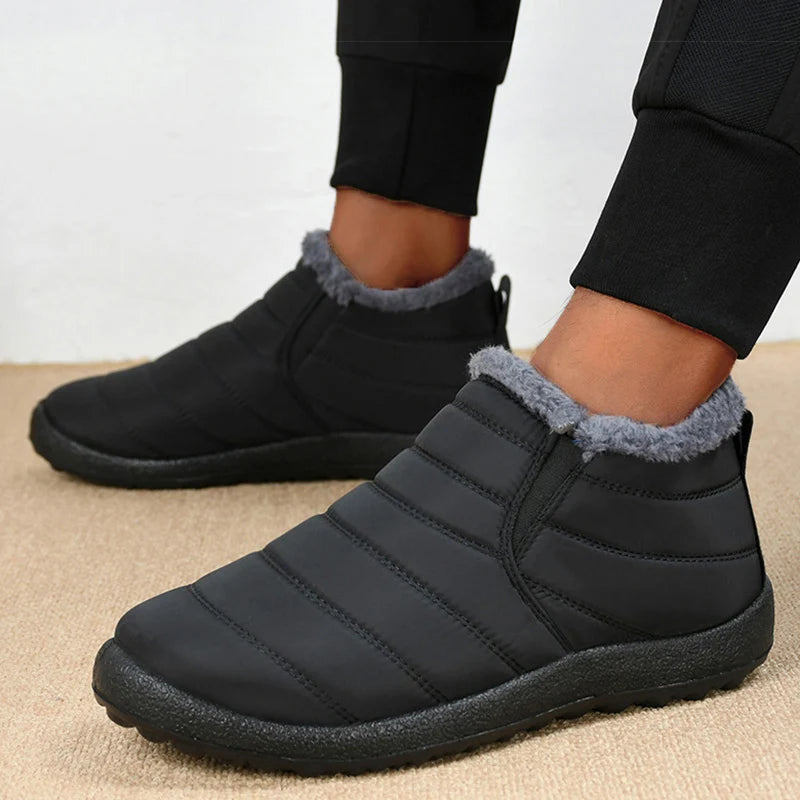 Men's Slip-On Fur Snow Ankle Boots – Warm Winter Plush Footwear