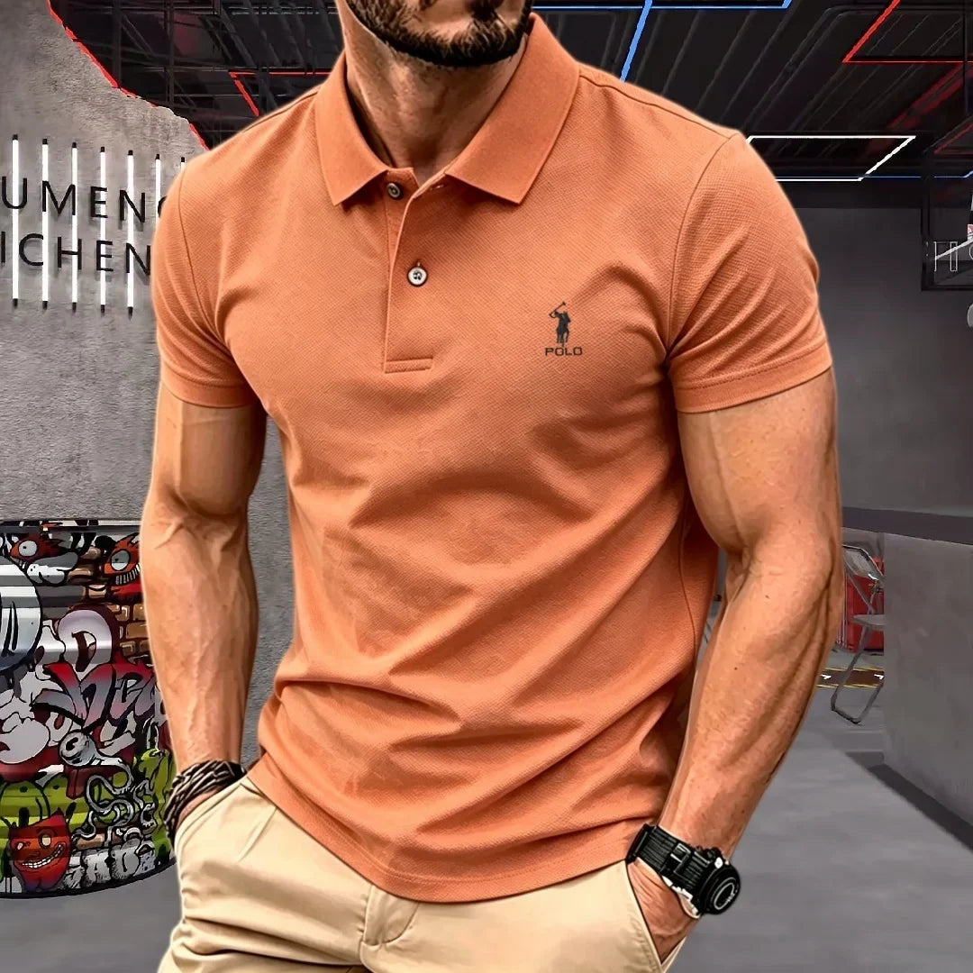 Men's Embroidered Cotton Short-Sleeve Polo