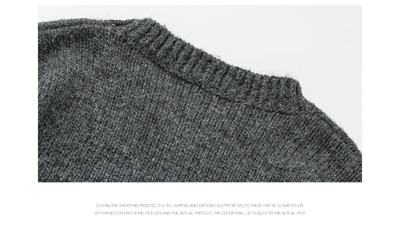 Men's oversized round neck pullover sweater by TrendLux Wear in warm polyester knit, shown in three colors.