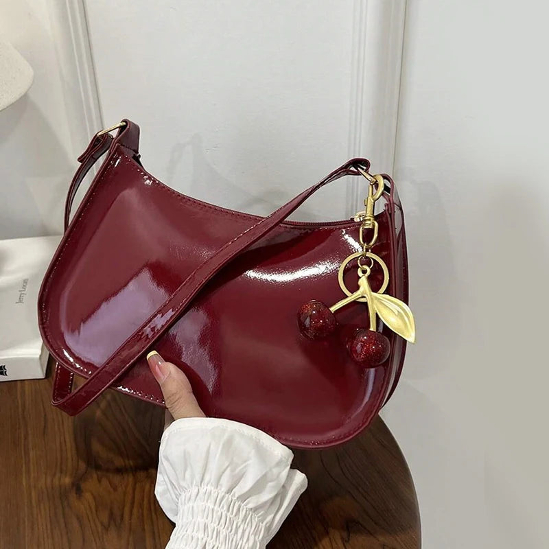 TrenLux Wear Women's Pure Leather Solid Colour Cherry Pendant  Bag TrenLux Wear
