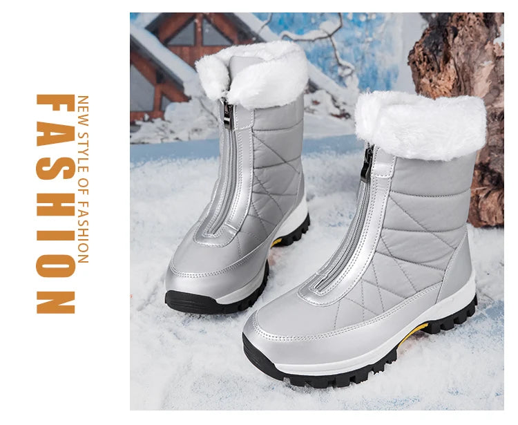 Women’s Fleece-Lined Winter Snow Boots – Non-Slip Warm High-Top Walking Boots
