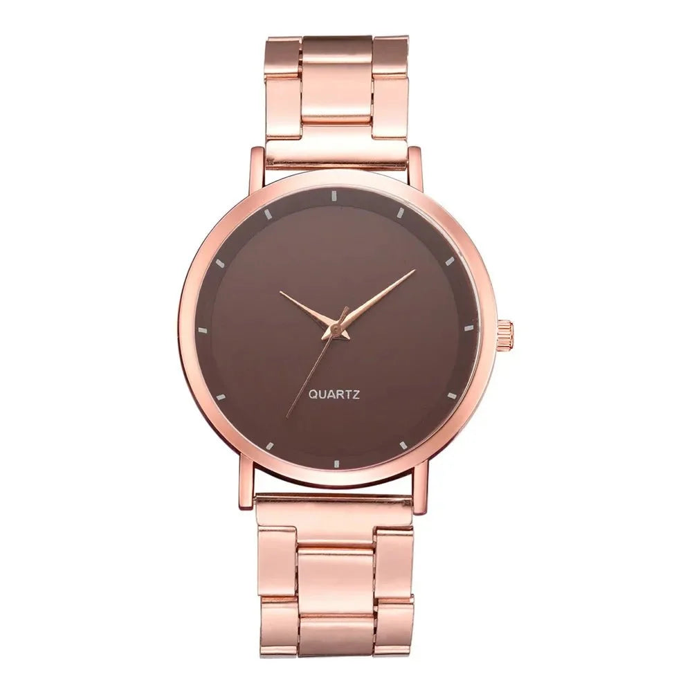 Women's rose gold stainless steel watch by TrendLux Wear with a sleek round face and elegant design.