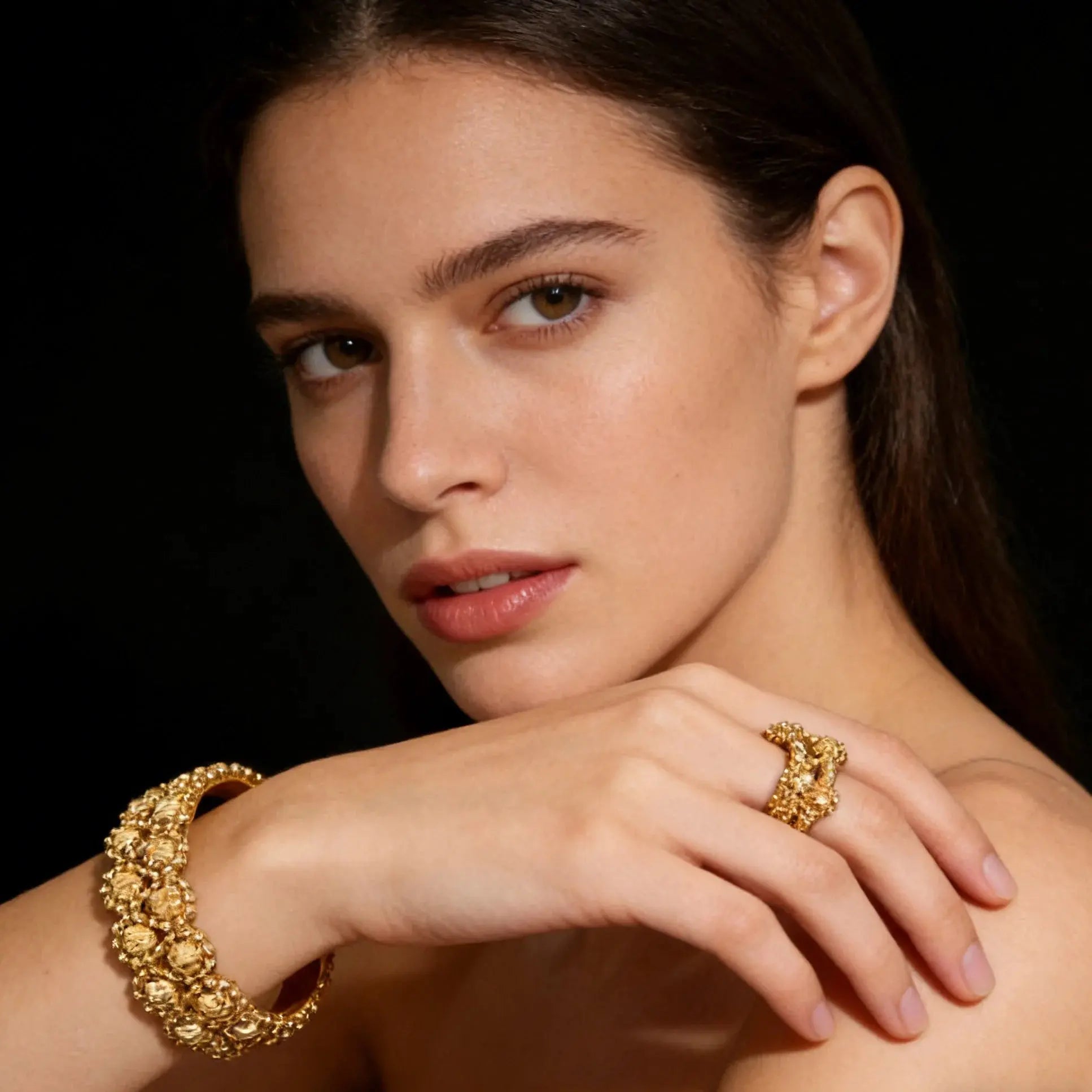 Women's Gold Plated Charm Jewellery Set — Necklace, Bracelet, Ring & Earrings for Party & Wedding TrenLux Wear