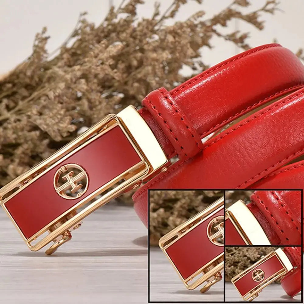 Women's Luxury Genuine Leather Belt — Automatic Buckle Waistband (105 cm) TrenLux Wear
