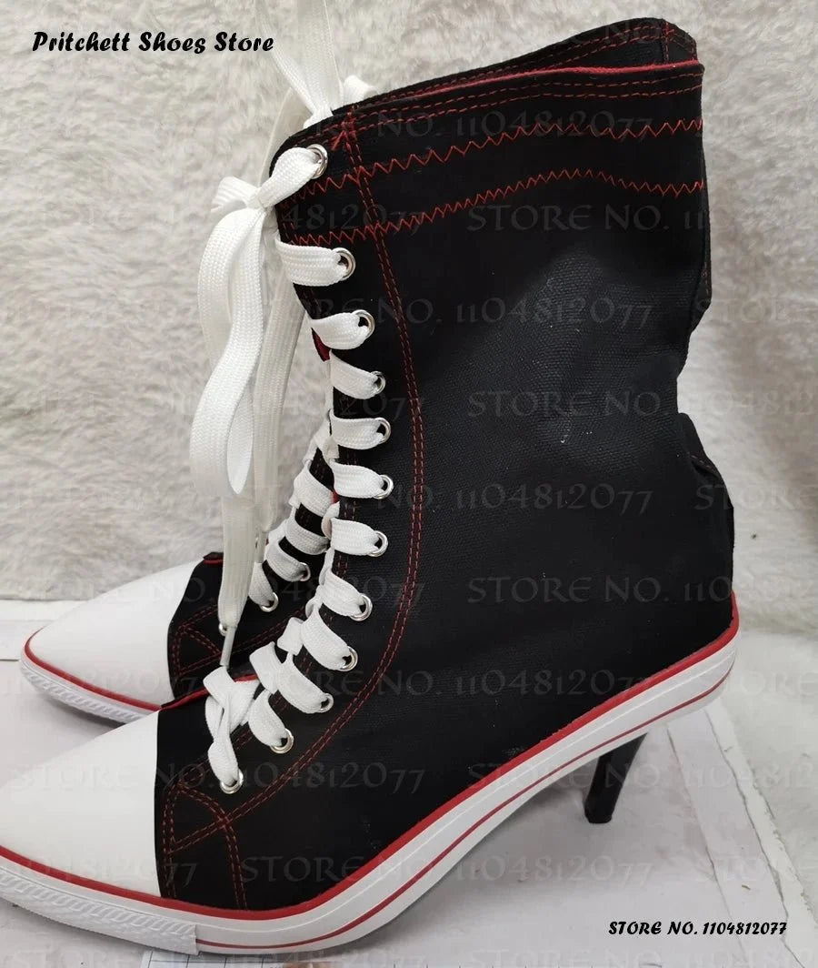 Women's Lace-Up Stiletto Ankle Boots | Pointed Toe High Heel Street Style Booties | Spring Autumn - TrendLux Wear