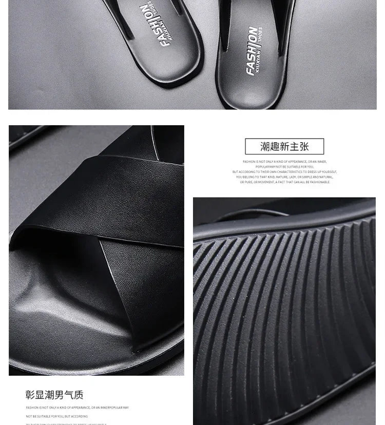 Men's genuine leather beach sandals by TrendLux Wear, casual non-slip flats with open toes and adjustable straps, EU sizes 38-50.