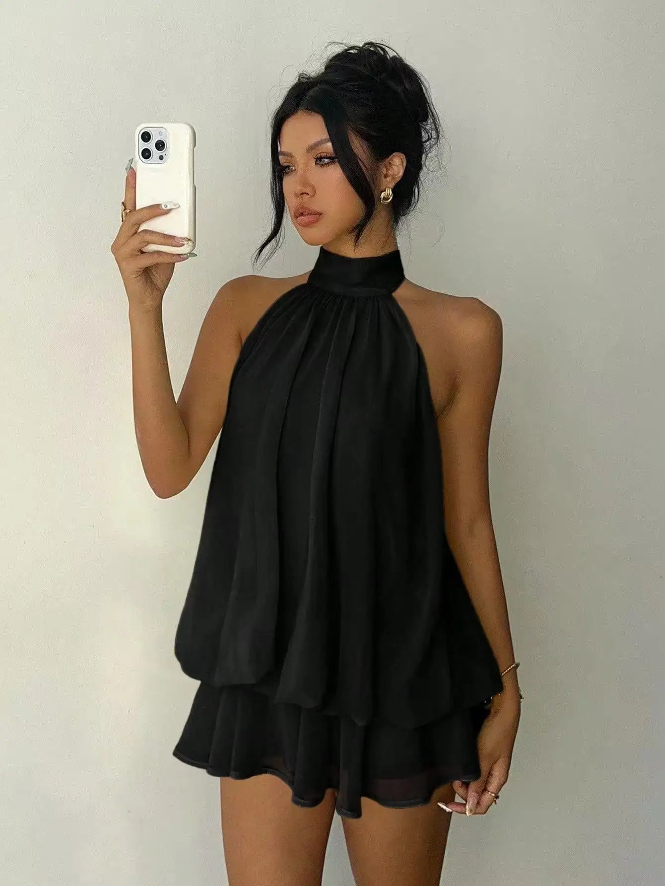 TrendLux Women's Polyester Backless Slim-Fit A-Line Beach Dress