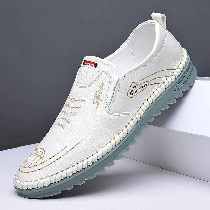 Men's TrendLux Wear handmade PU leather moccasin sneakers with soft sole, breathable casual loafers for men.