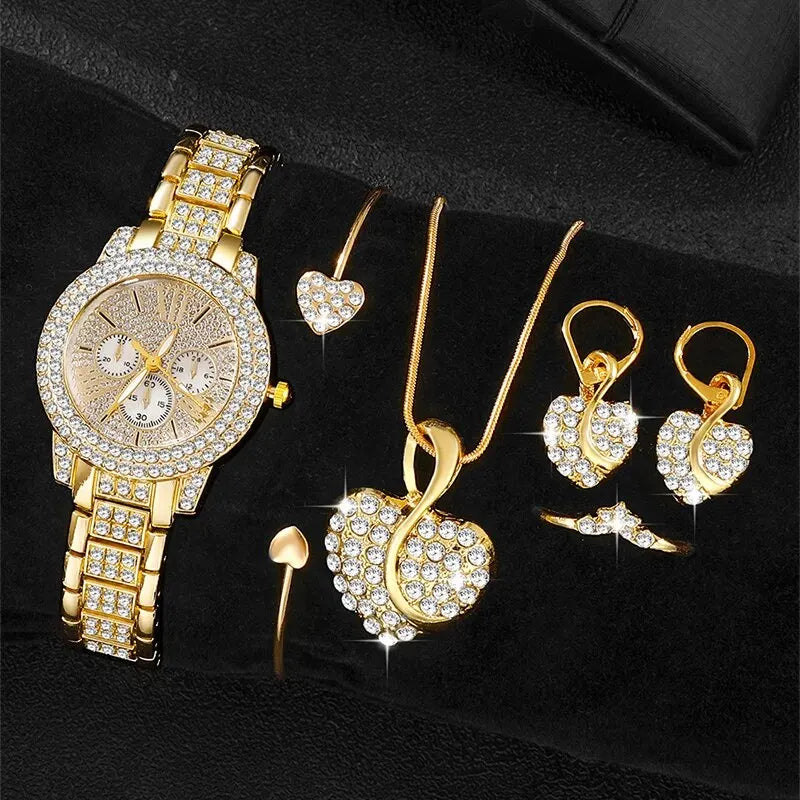 TrenLux Wear Women's Rhinestone Quartz Watch & Jewellery Set. TrenLux Wear