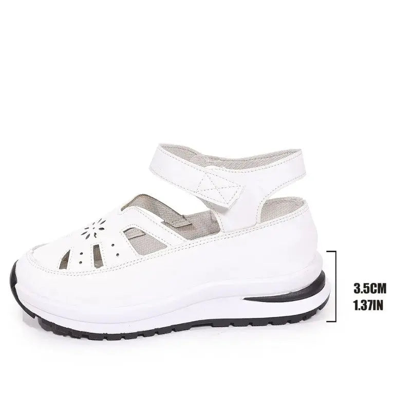 TrenLux Wear Women's PU Buckle Strap Closed Toe Wedge Office & Career Sandals TrenLux Wear