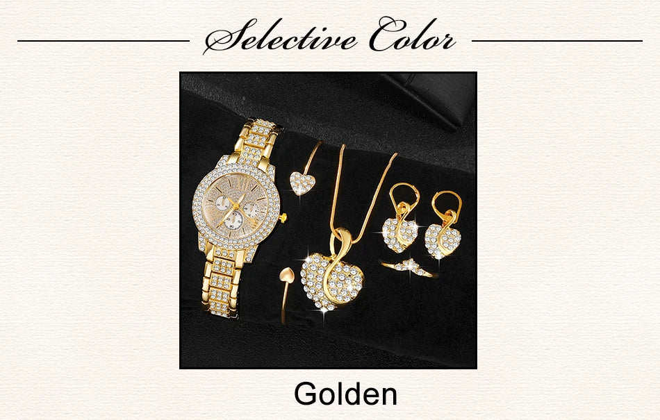 TrenLux Wear Women's Rhinestone Quartz Watch & Jewellery Set. TrenLux Wear