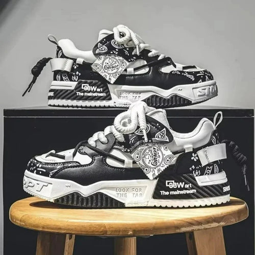 Men's breathable platform sneakers by TrendLux Wear, vulcanized casual walking shoes with comfortable design and stylish look.