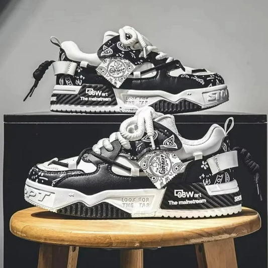 Men's breathable platform sneakers by TrendLux Wear, vulcanized casual walking shoes with comfortable design and stylish look.