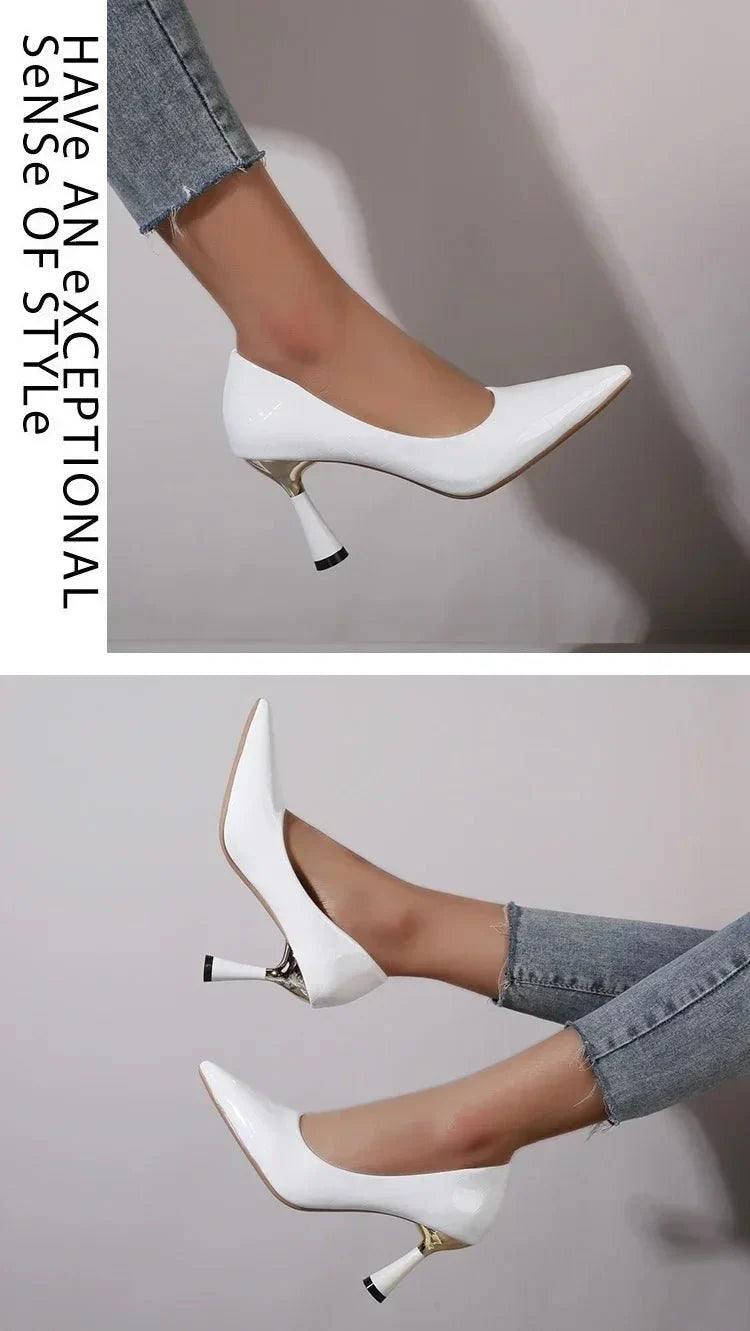 Women's Pointed Toe Stiletto Pumps | Slip-On High Heels for Office & Dress | Black Red White - TrendLux Wear