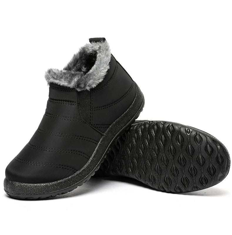 Men's Slip-On Fur Snow Ankle Boots – Warm Winter Plush Footwear