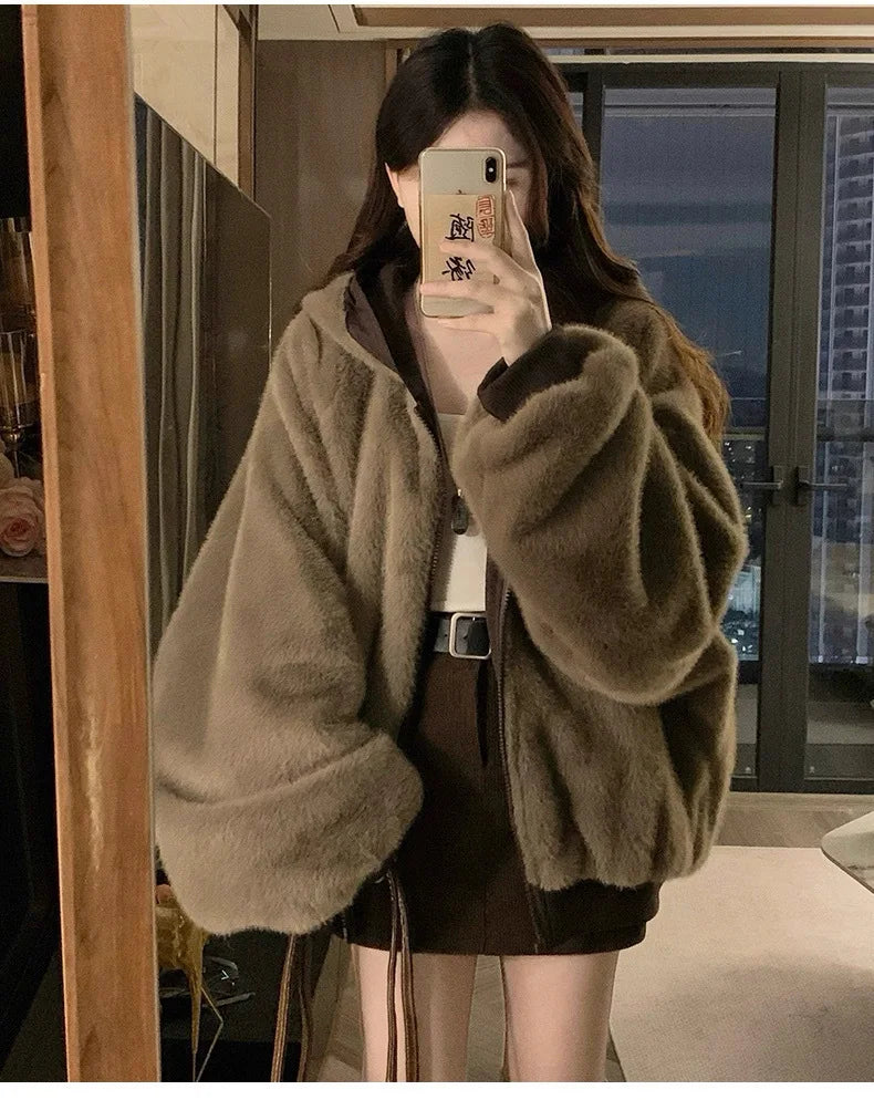 Winter Women Jacket Coats Parkas Female Double-sided Cotton Hooded Overcoat Thick Warm Jackets Windproof Casual Snow Outerwear
