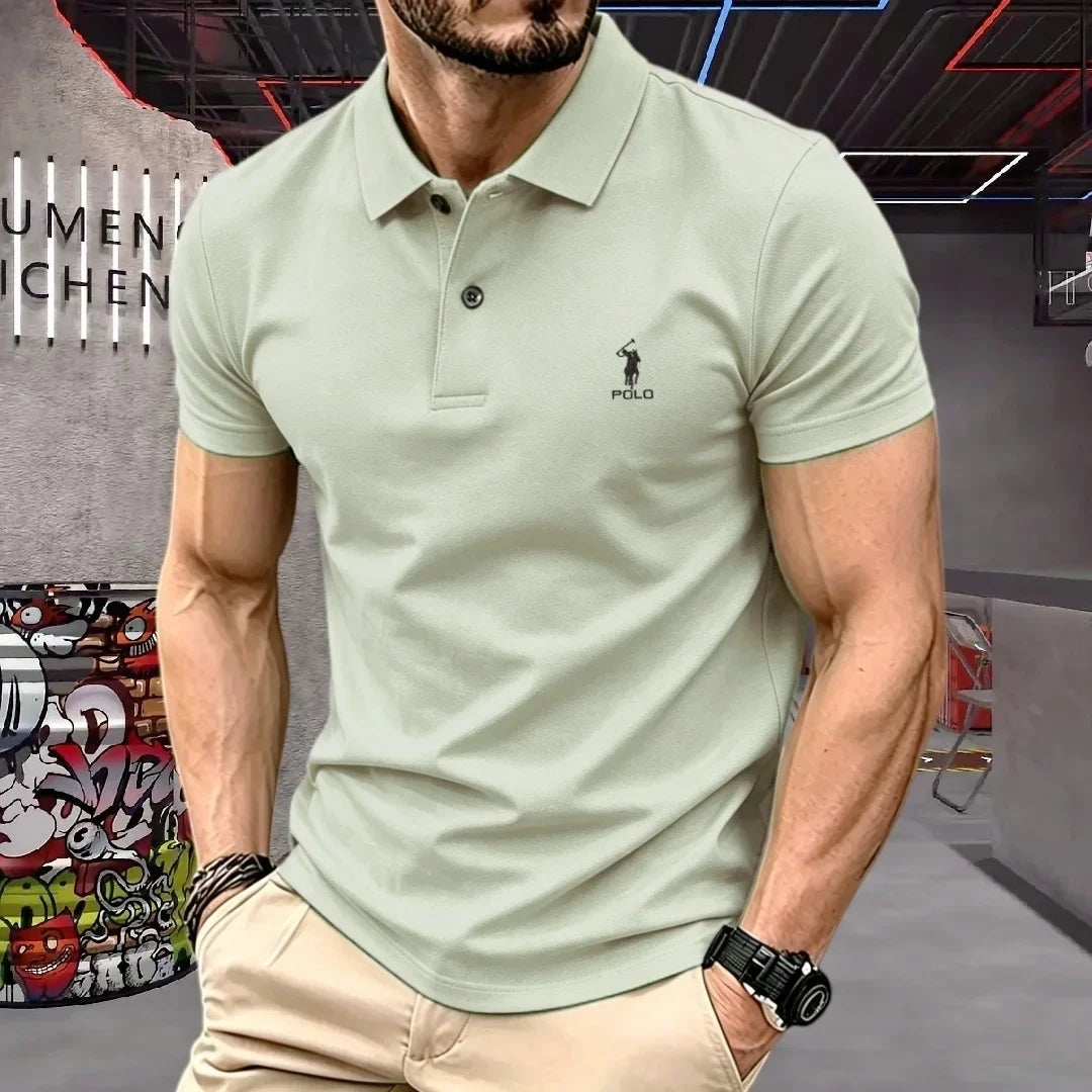 Men's Embroidered Cotton Short-Sleeve Polo
