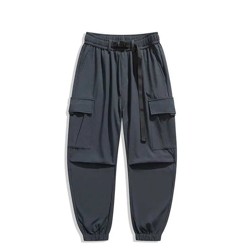 Men's wide leg casual trousers by TrendLux Wear, loose fit multi-pocket pants in six colors, displayed on a neutral background.