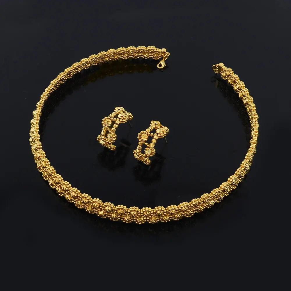 Women's Gold Plated Charm Jewellery Set — Necklace, Bracelet, Ring & Earrings for Party & Wedding TrenLux Wear