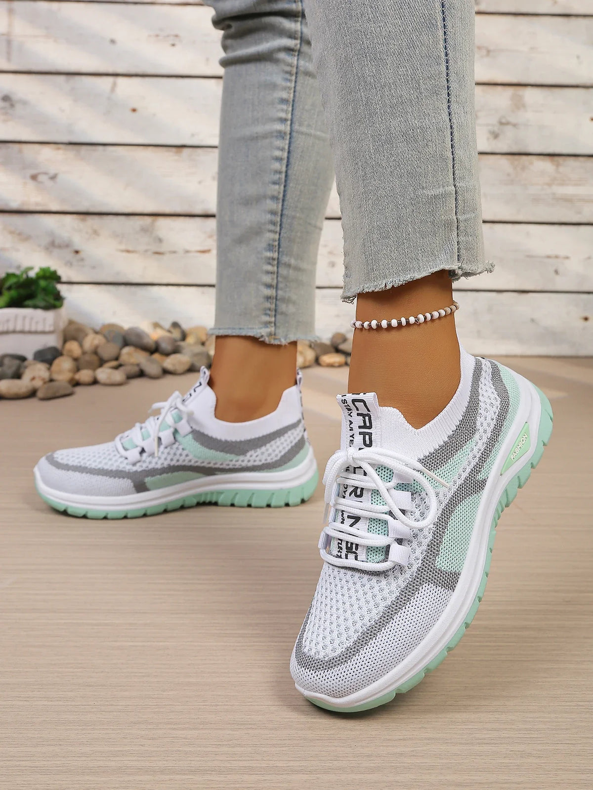 Women's Two-Tone Casual Sneakers | Lace-Up Fabric Low-Top Shoes | Summer 2026 - TrendLux Wear