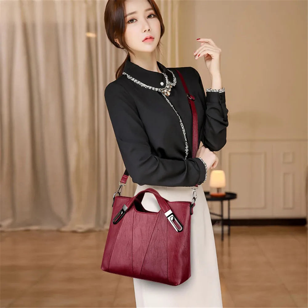 TrenLux Wear Women's Luxury Pure Leather Multi-Pocket  Handbag TrenLux Wear