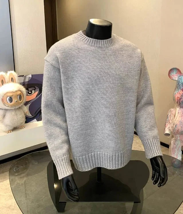Men's cashmere-blend round neck pullover sweater by TrendLux Wear in five colors, perfect for autumn and winter wear.