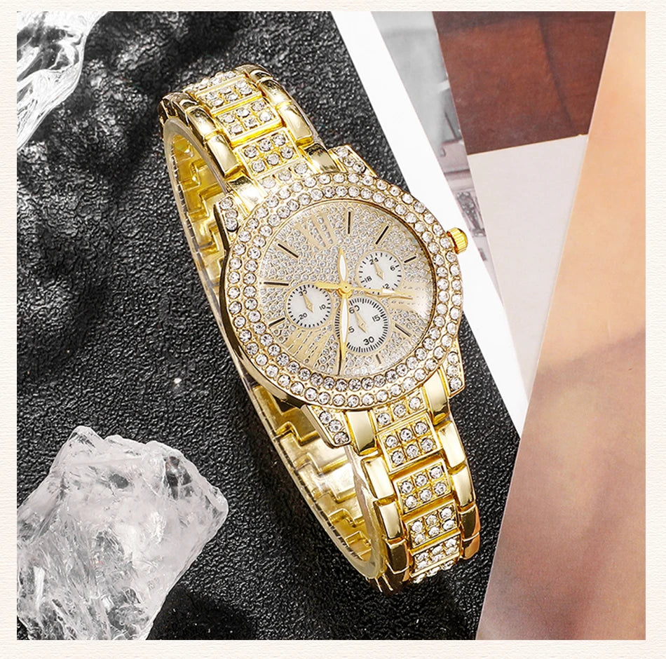 TrenLux Wear Women's Rhinestone Quartz Watch & Jewellery Set. TrenLux Wear