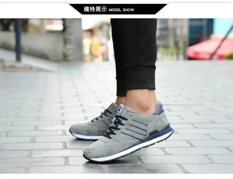 Men's luxury suede running sneakers by TrendLux Wear, breathable and anti-odor sport shoes designed for comfort and style.