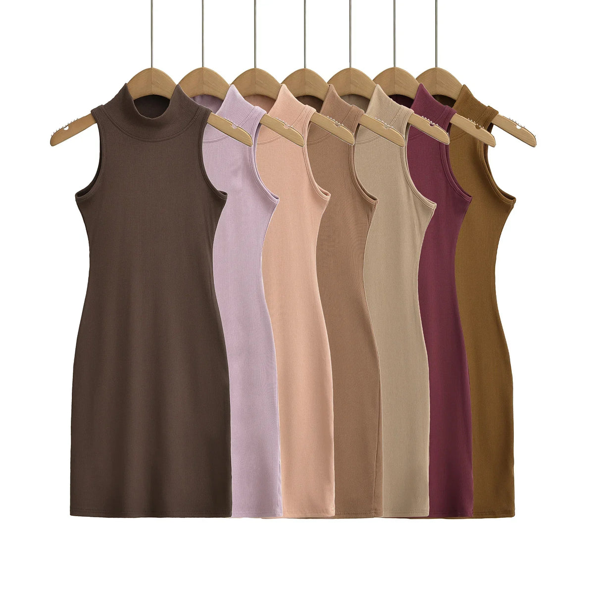 Women's knit turtleneck bodycon maxi dress by The Glow Sanctuary, ankle-length with fitted silhouette and cozy fabric.