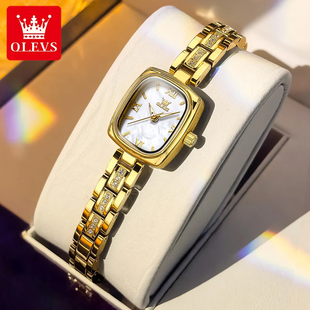 TrendLux OLEVS Women's Luxury Square Bracelet Luminous Waterproof Quartz Dress Watch
