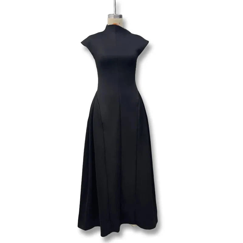 Women's polyester sleeveless A-line prom party dress by The Glow Sanctuary, solid color with elegant fit and flowing style.
