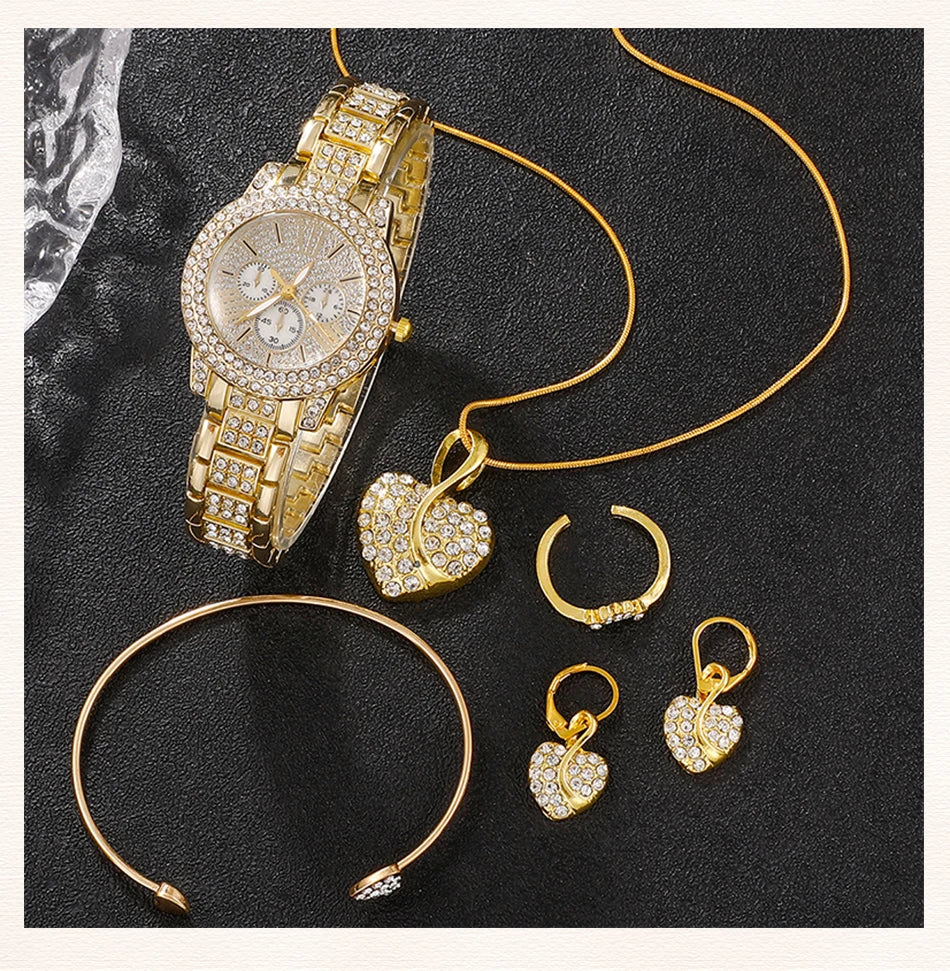 TrenLux Wear Women's Rhinestone Quartz Watch & Jewellery Set. TrenLux Wear