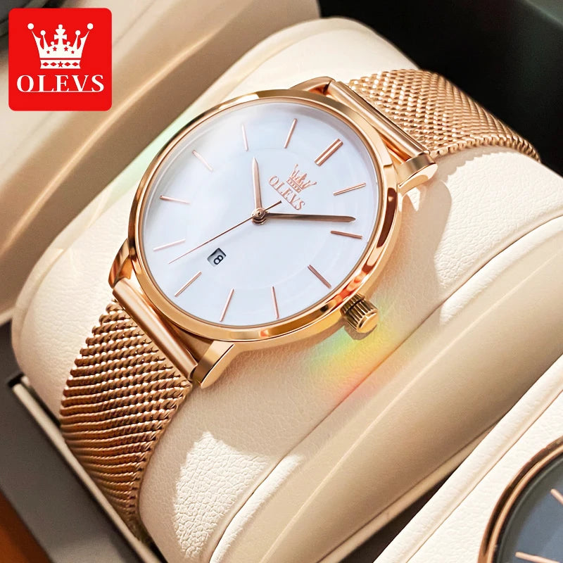 TrenLux Wear OLEVS Women's Rose Gold Luxury Stainless Steel Bracelet Quartz Gift Set TrenLux Wear