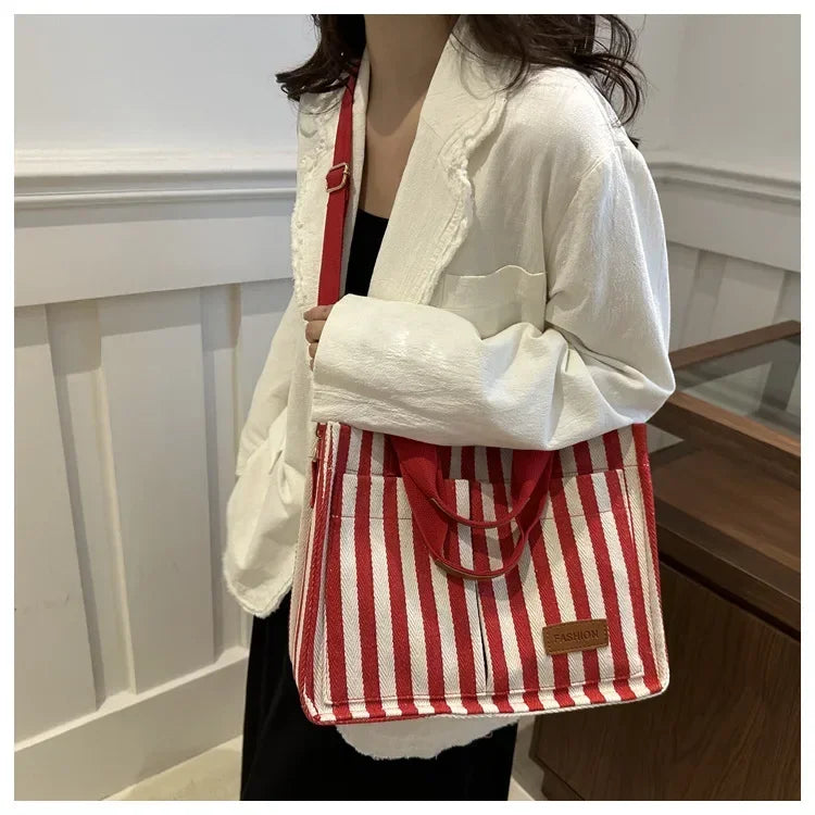 TrenLux Wear Women's Large Capacity Striped Shoulder Bag TrenLux Wear