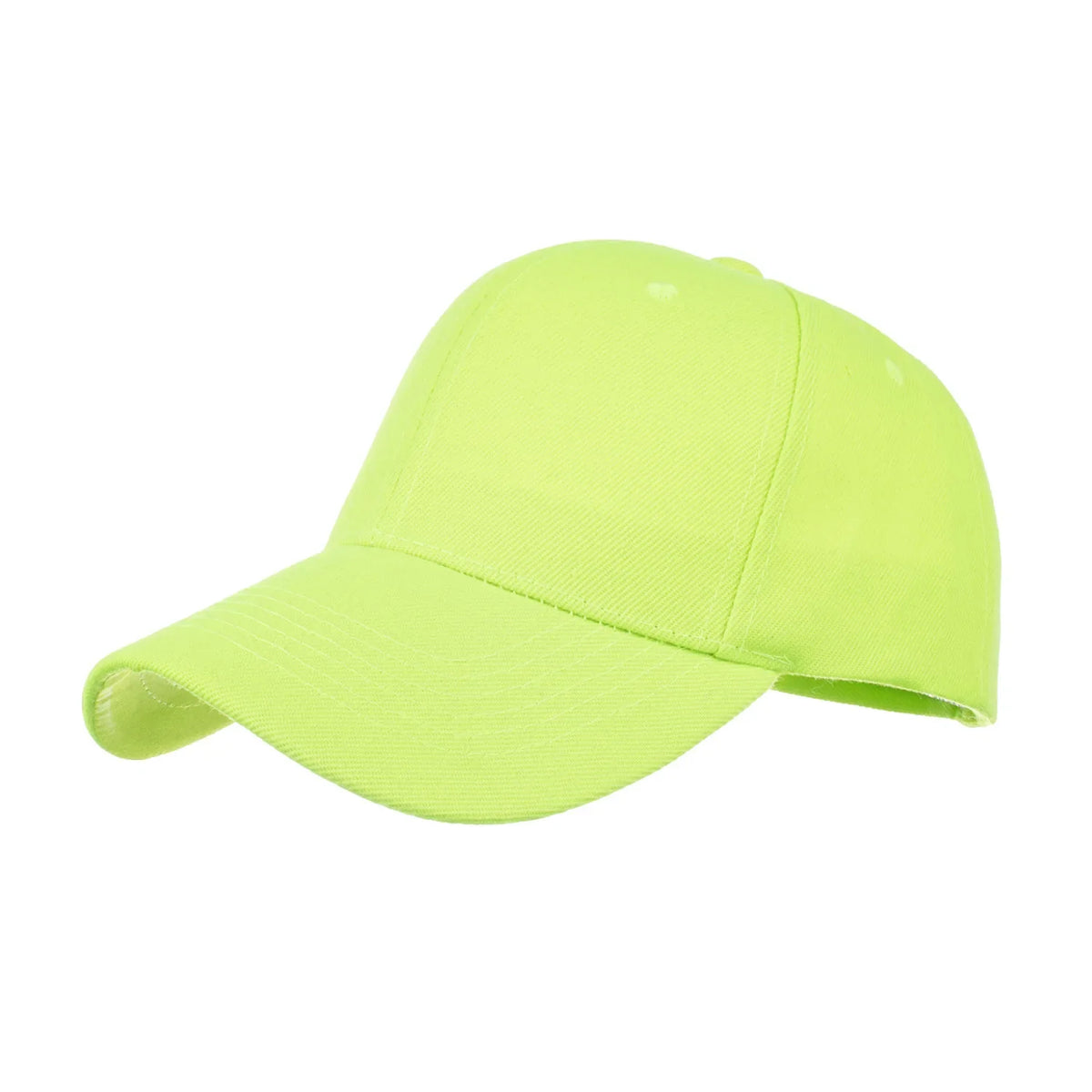 Unisex solid color baseball cap by TrendLux Wear, 5-panel structured hat in black, showing front view with adjustable strap