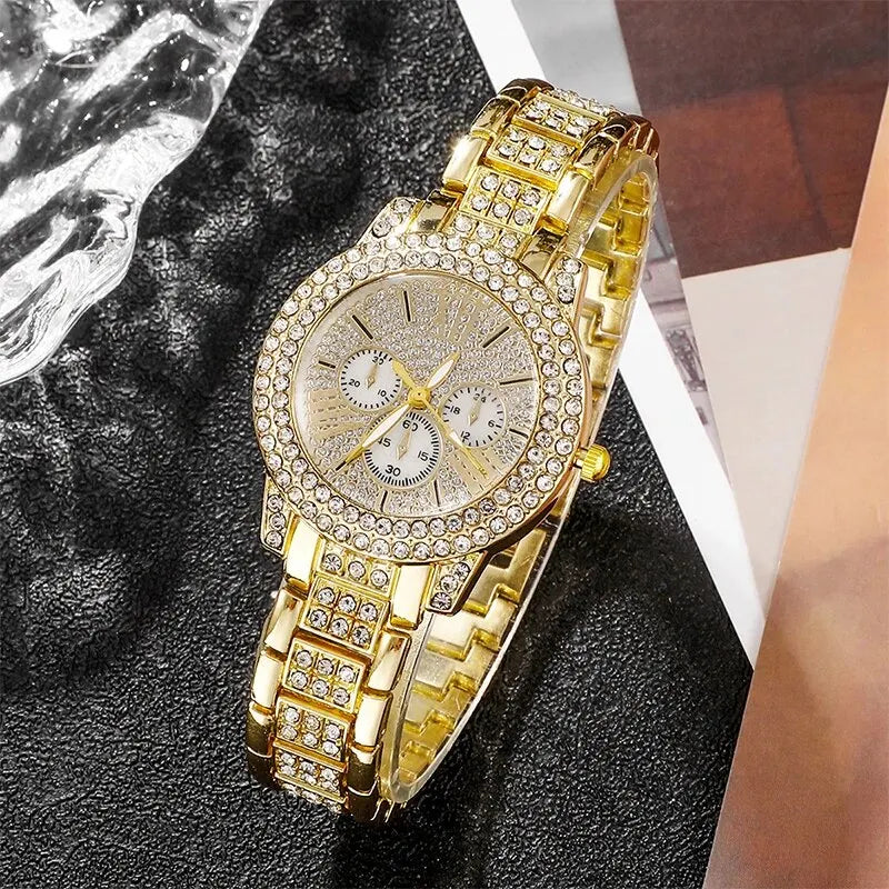 TrenLux Wear Women's Rhinestone Quartz Watch & Jewellery Set. TrenLux Wear