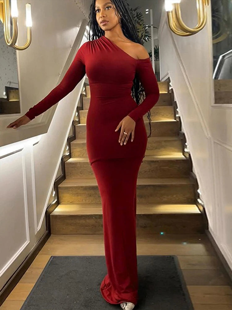 TrendLux Women's Polyester-Elastane Knit One-Shoulder Backless Slim Club Dress