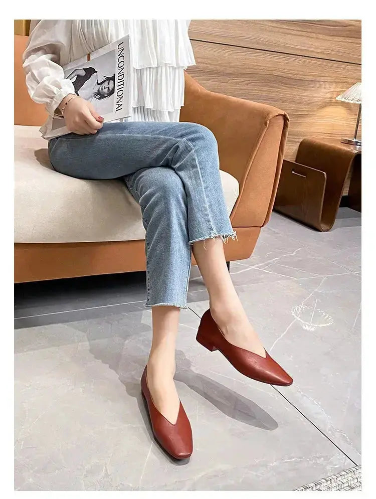 TrenLux Wear Women's Round-Toe Leather Loafer Flats — Versatile Slip-On Casual Shoes TrenLux Wear