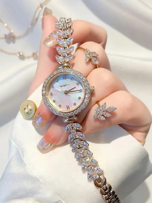 Women’s crystal claw-setting quartz wristwatch by TrendLux Wear featuring a luxurious design and elegant bracelet style.
