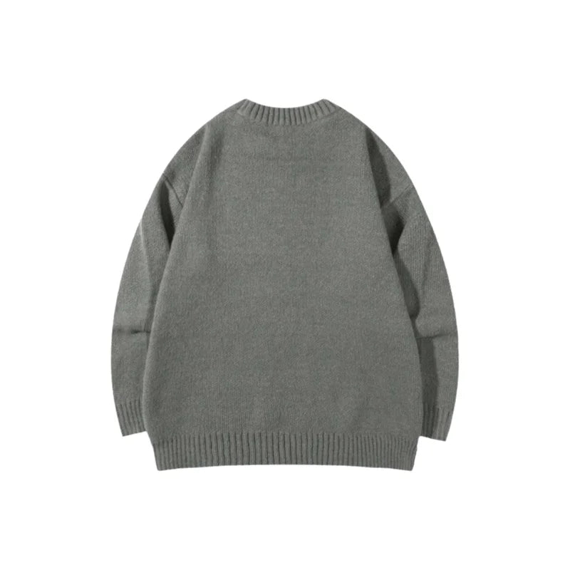 TrendLux Wear minimalist fleece-lined crew neck knit sweater in slim fit, available in four colors, shown in black.