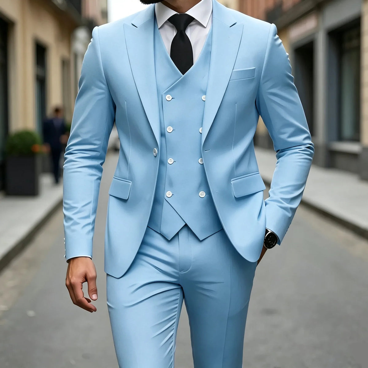 Men's Peak-Lapel Three-Piece Tuxedo Suit